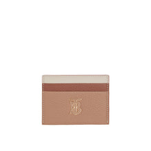 Tri-tone Grainy Leather TB Card Case - Camel/Abeige/Warmtan