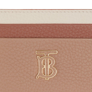 Tri-tone Grainy Leather TB Card Case - Camel/Abeige/Warmtan