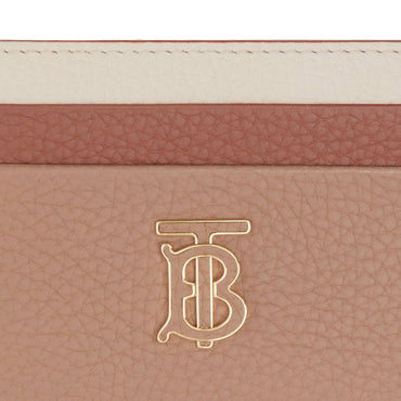 Tri-tone Grainy Leather TB Card Case - Camel/Abeige/Warmtan