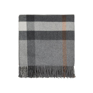 Exaggerated Check Cashmere Blanket - Grey