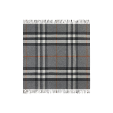 Exaggerated Check Cashmere Blanket - Grey