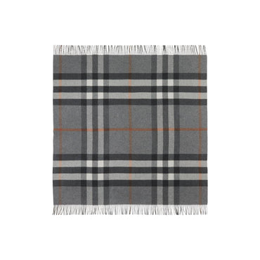 Exaggerated Check Cashmere Blanket - Grey