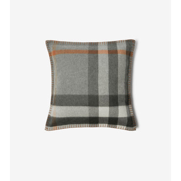 Exaggerated Check Cashmere Cushion Cover - Grey