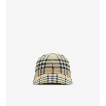 Check Cotton Baseball Cap - Stone