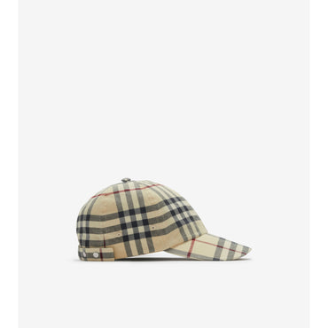 Check Cotton Baseball Cap - Stone
