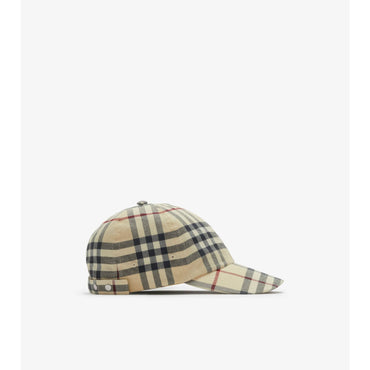 Check Cotton Baseball Cap - Stone