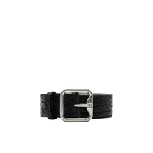 Leather B Buckle Belt - Black/Silver