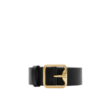 Leather B Buckle Belt - Black/Gold
