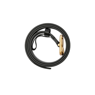 Leather B Buckle Belt - Black/Gold