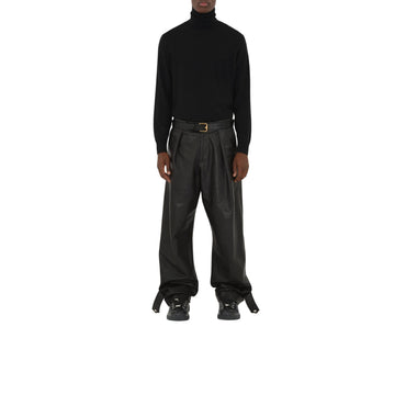 Leather B Buckle Belt - Black/Gold