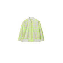 Check Cotton Blend Bomber Jacket - Vivid Lime IP Check