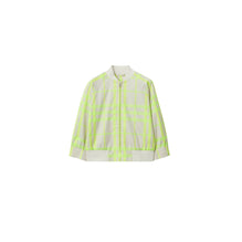 Check Cotton Blend Bomber Jacket - Vivid Lime IP Check