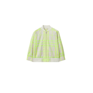 Check Cotton Blend Bomber Jacket - Vivid Lime IP Check