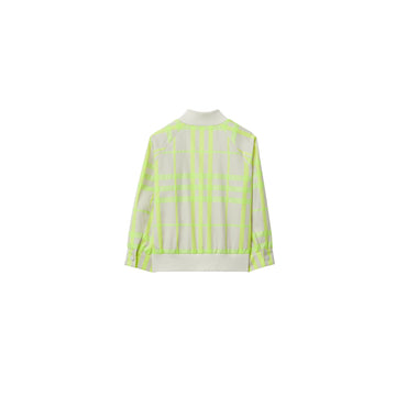 Check Cotton Blend Bomber Jacket - Vivid Lime IP Check