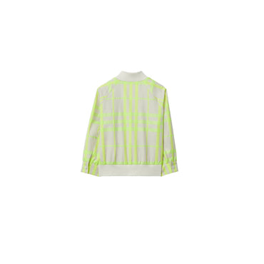 Check Cotton Blend Bomber Jacket - Vivid Lime IP Check