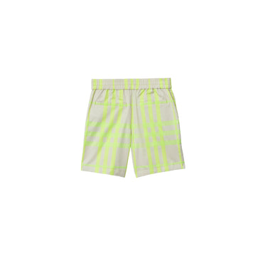 Check Cotton Blend Shorts - Vivid Lime IP Check
