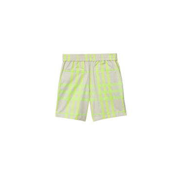 Check Cotton Blend Shorts - Vivid Lime IP Check