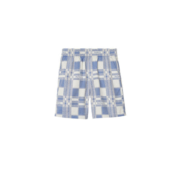 Check Cotton Shorts - Pale Blue IP Pattern