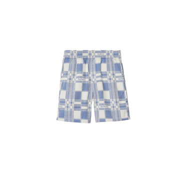 Check Cotton Shorts - Pale Blue IP Pattern
