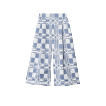 Check Cotton Trousers - Pale Blue IP Pattern