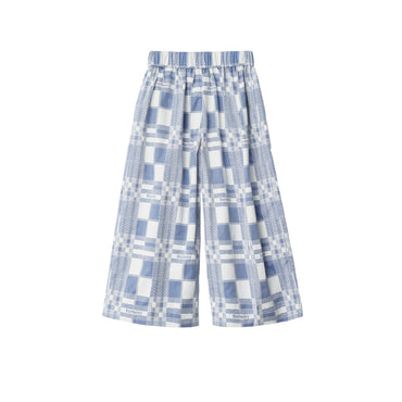 Check Cotton Trousers - Pale Blue IP Pattern