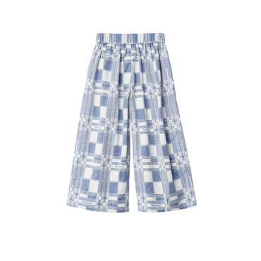 Check Cotton Trousers - Pale Blue IP Pattern