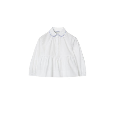 Stretch Cotton Peplum Blouse - White