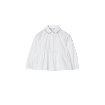 Stretch Cotton Peplum Blouse - White