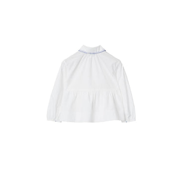 Stretch Cotton Peplum Blouse - White