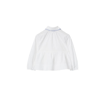 Stretch Cotton Peplum Blouse - White