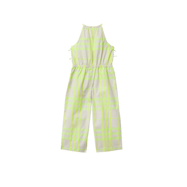 Check Cotton Blend Jumpsuit - Vivid Lime IP Check