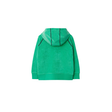 Cotton Blend Towelling Zip Hoodie - Bright Jade