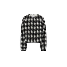 Houndstooth Nylon Blend Cardigan - Black IP Pattern