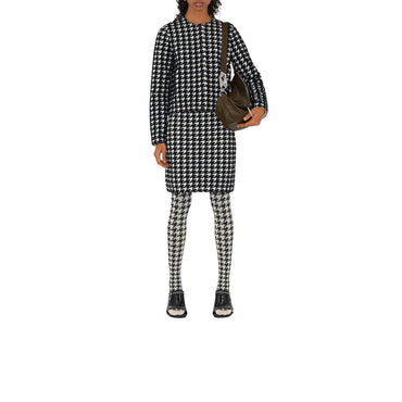 Houndstooth Nylon Blend Cardigan - Black IP Pattern