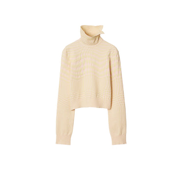Warped Houndstooth Wool Blend Sweater - Cameo IP Pattern