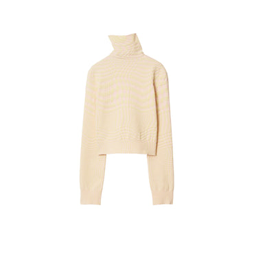 Warped Houndstooth Wool Blend Sweater - Cameo IP Pattern