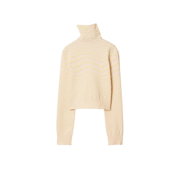Warped Houndstooth Wool Blend Sweater - Cameo IP Pattern