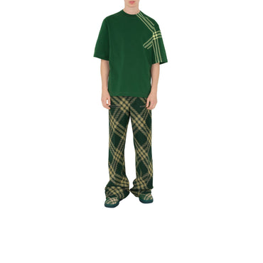 Check Sleeve Cotton T-shirt - Ivy