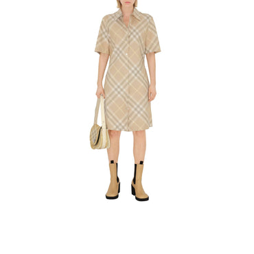 Check Cotton Shirt Dress - Flax IP Check