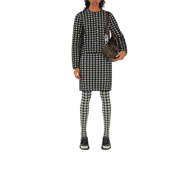 Houndstooth Nylon Blend Mini Skirt - Black