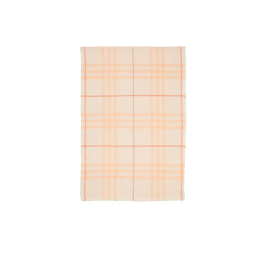 Check Wool Silk Scarf - Cameo