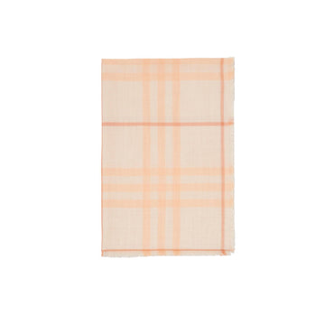 Check Wool Silk Scarf - Cameo