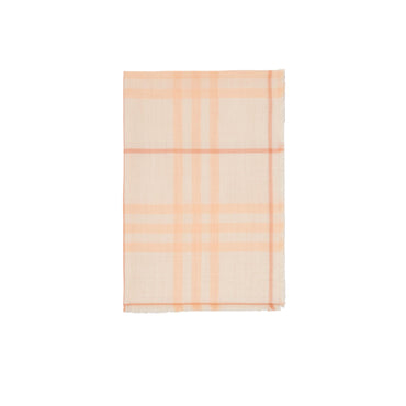 Check Wool Silk Scarf - Cameo