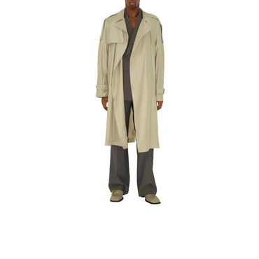 Long Silk Trench Coat - Beige