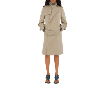 Mid-length Cotton Silk Trench Coat - Oat
