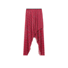 Pleated B Jersey Skirt - Silver/Red