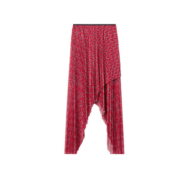 Pleated B Jersey Skirt - Silver/Red