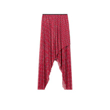 Pleated B Jersey Skirt - Silver/Red