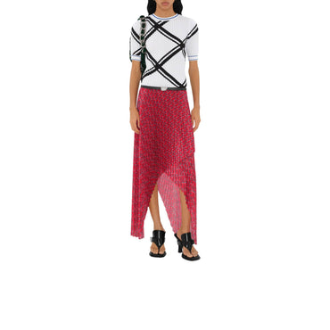 Pleated B Jersey Skirt - Silver/Red