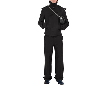 Wool Silk Tailored Trousers - Black